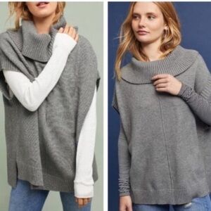 ANTHROPOLOGIE MOTH Gray Oversized Cowl Neck Poncho Sweater Coastal Granny chic